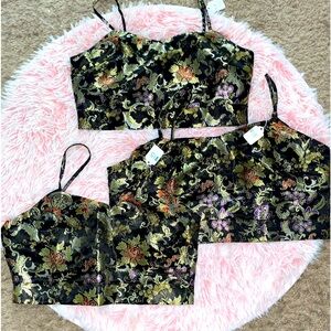 Black Floral Oriental Crop Top